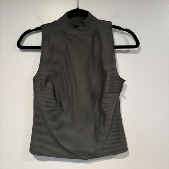 FLX grey ribbed mock neck tank top - Picture 1 of 3